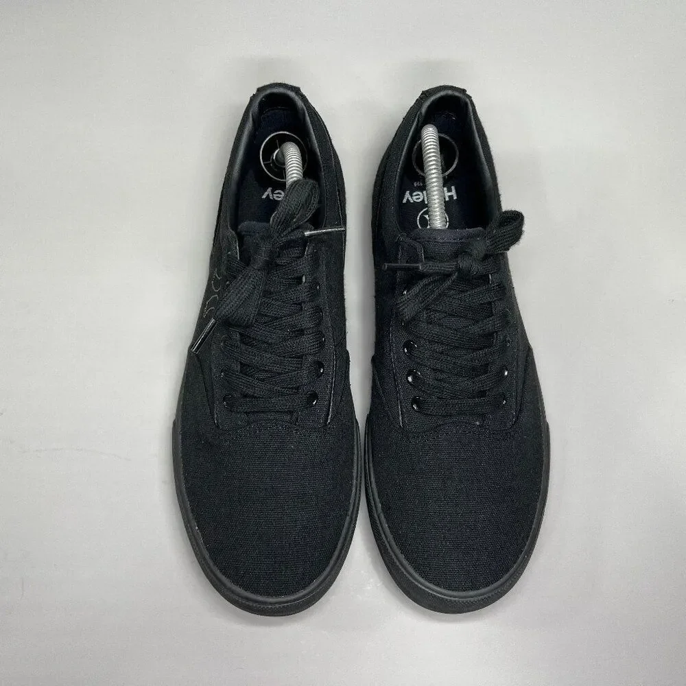 Hurley Arlo Shoes Men's Size 9.5 Black Canvas Low Lace Up Skateboarding Sneakers